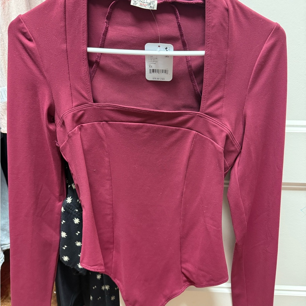 Free people Women's Long-Sleeve Square-Neck bodysuit